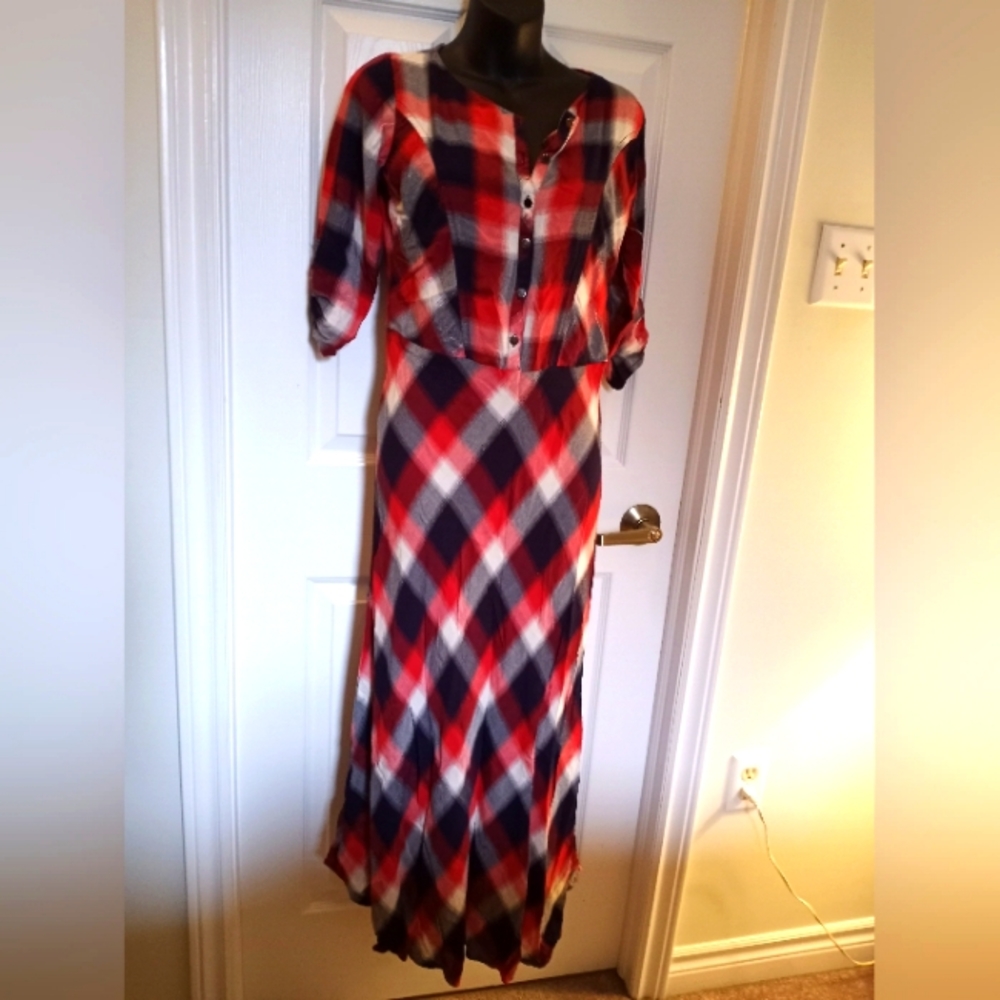 SEANCE plaid maxi dress